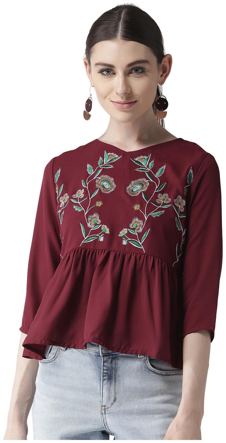 

Style Quotient Women Solid A-line top - Maroon