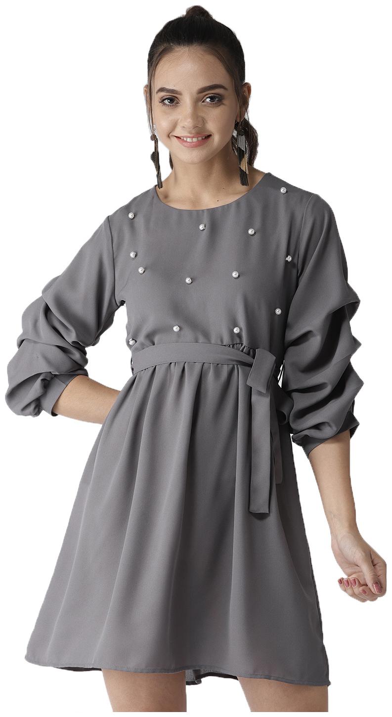 

Style Quotient Grey Solid Fit flare dress