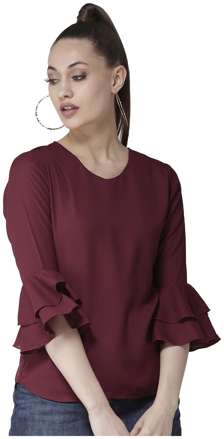 

Style Quotient Women Solid Regular top - Maroon
