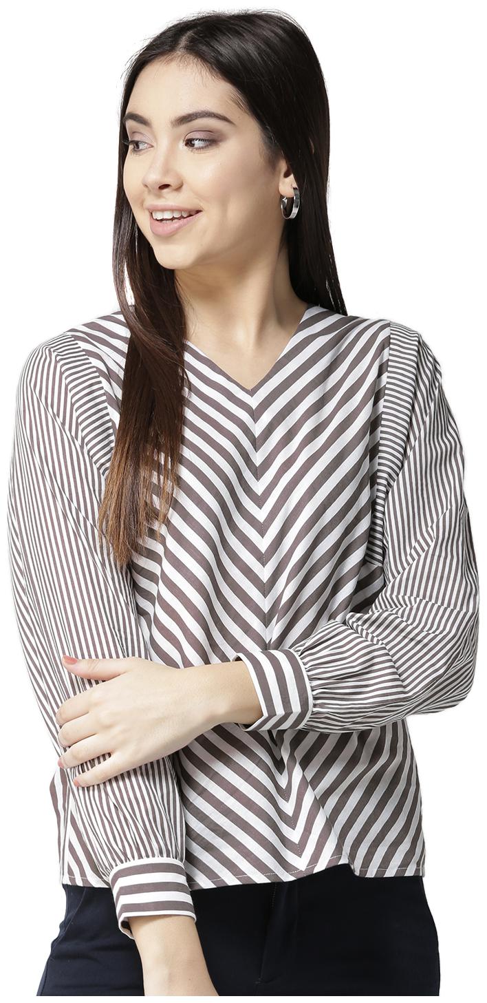 

Style Quotient Women Striped A-line top - Brown