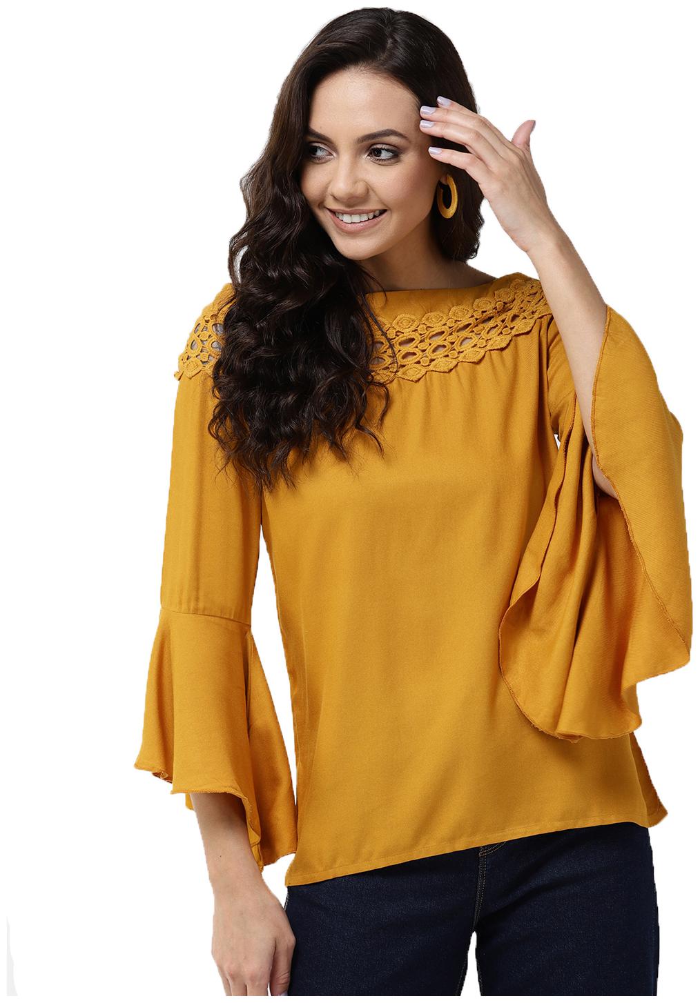 

Style Quotient Women Solid Regular top - Yellow