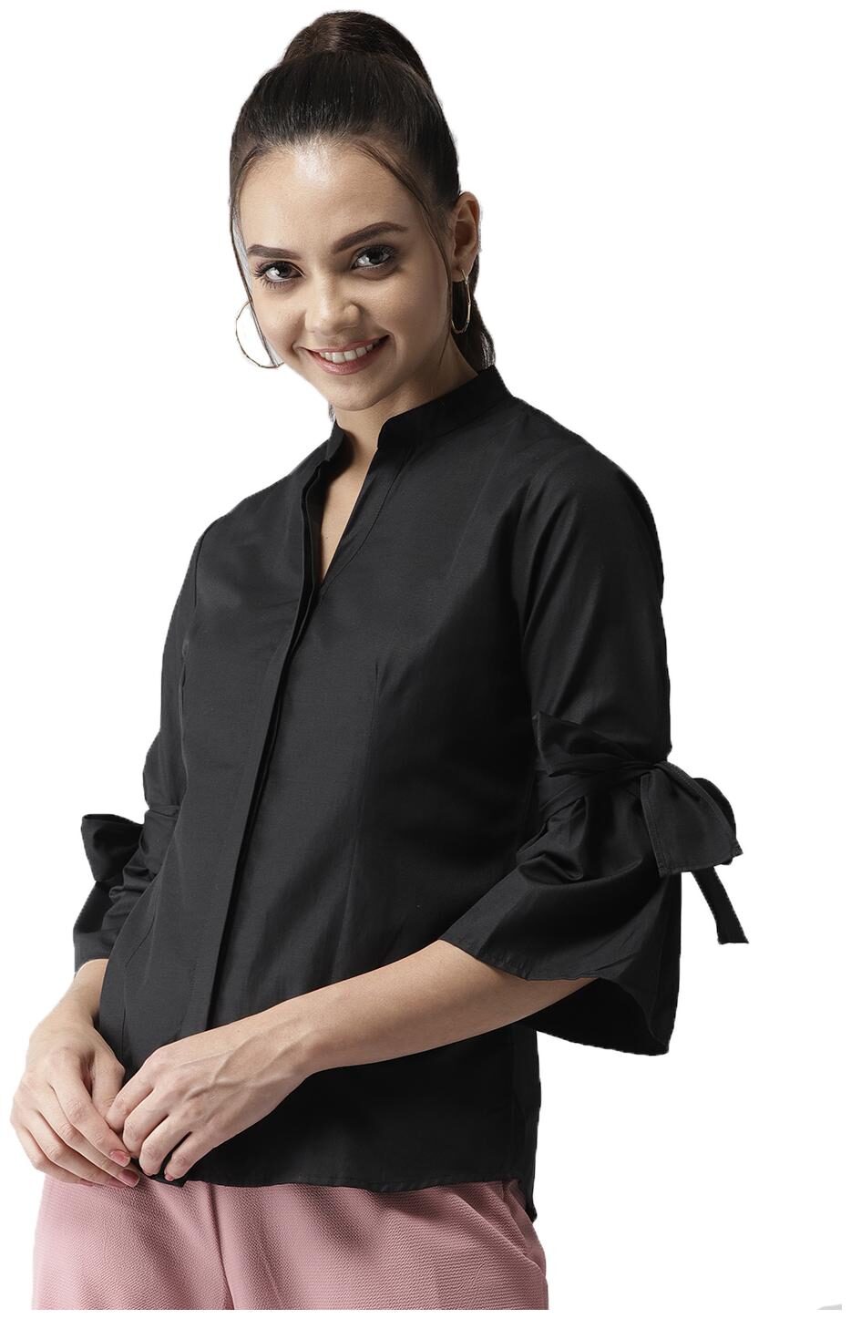 

Style Quotient Women Black Solid Regular Fit Shirt