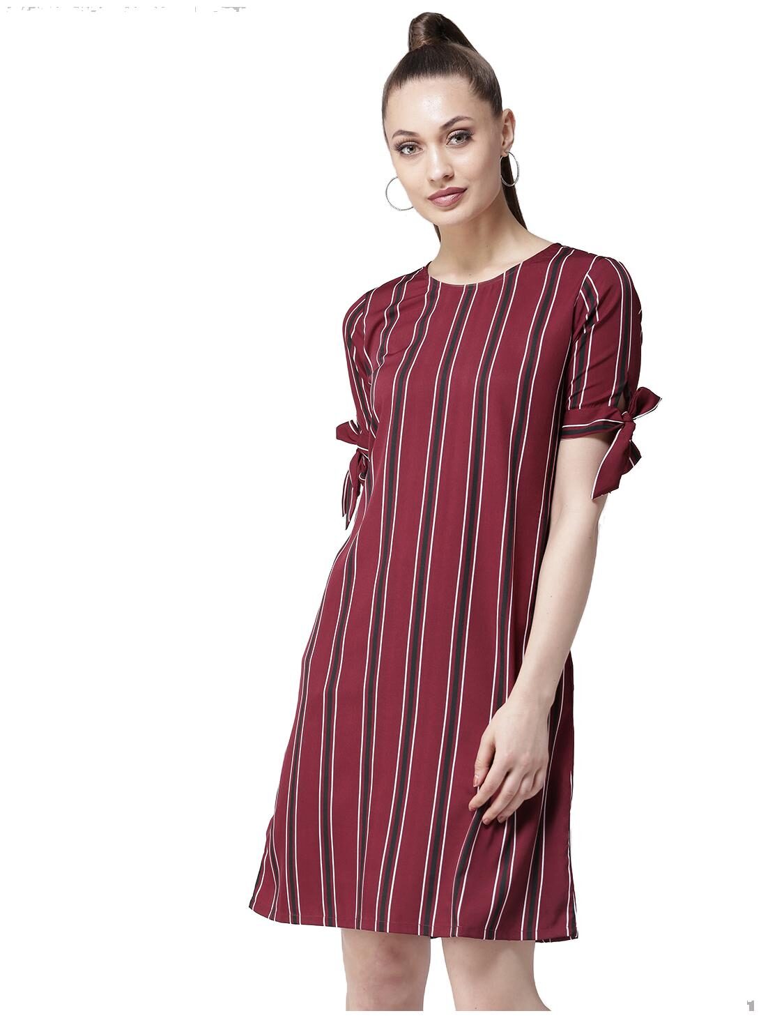 

Style Quotient Maroon Striped A-line dress