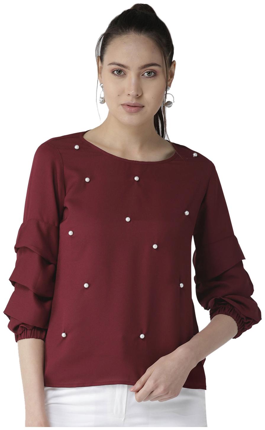 

Style Quotient Women Solid A-line top - Red