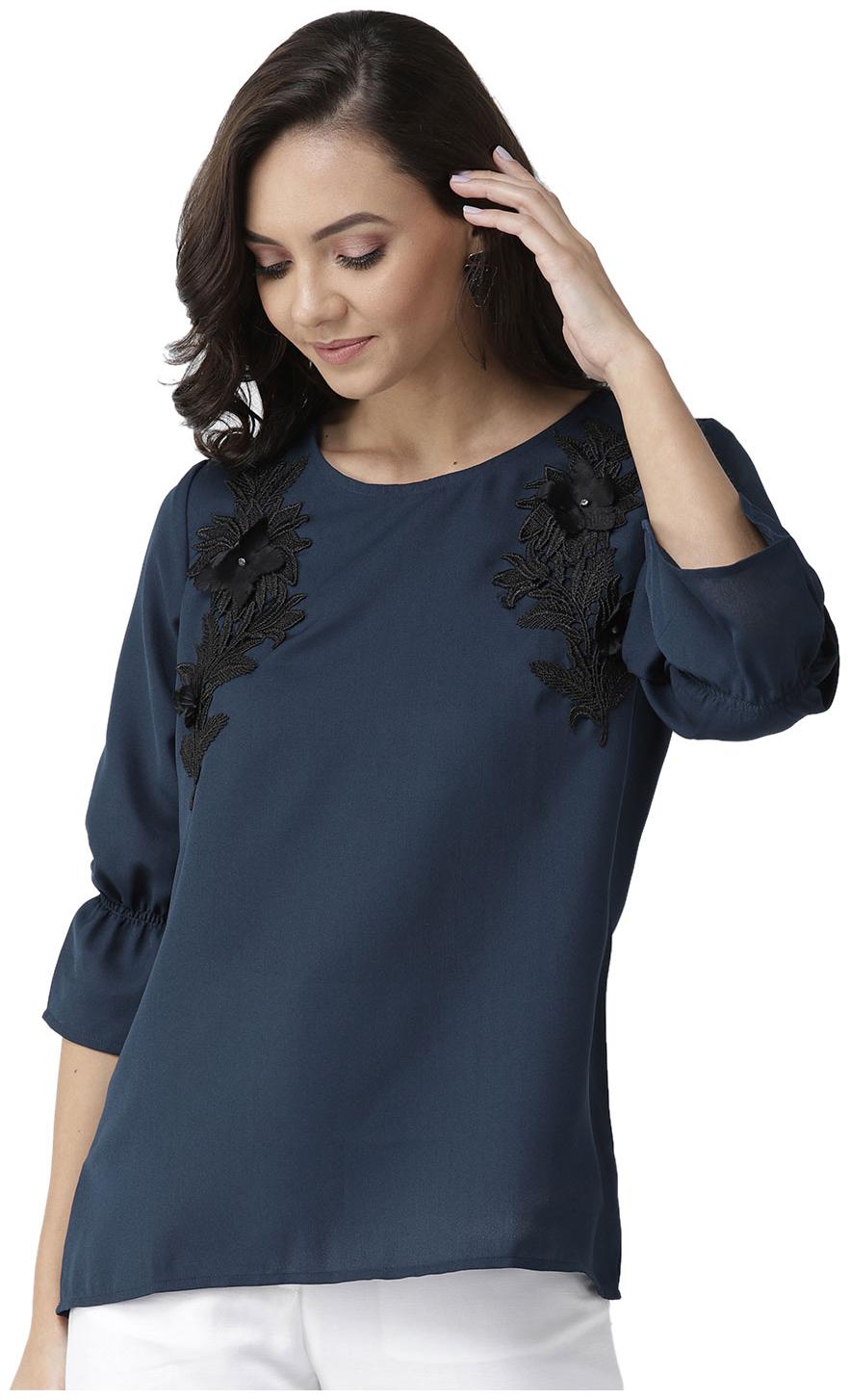 

Style Quotient Women Solid A-line top - Blue