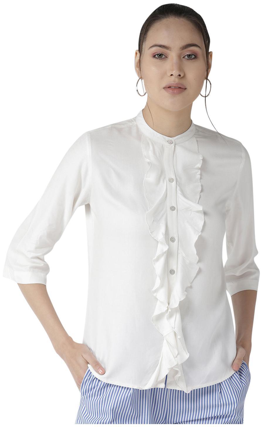 

Style Quotient Women White Solid Regular Fit Shirt