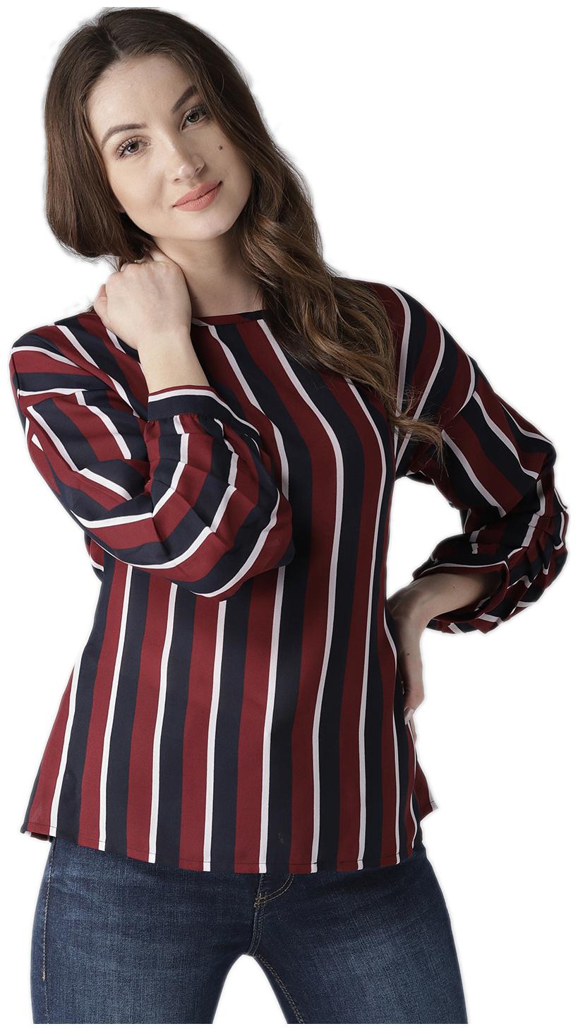 

Style Quotient Women Striped Regular top - Maroon