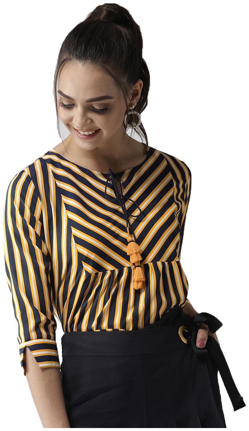 

Style Quotient Women Striped A-line top - Yellow