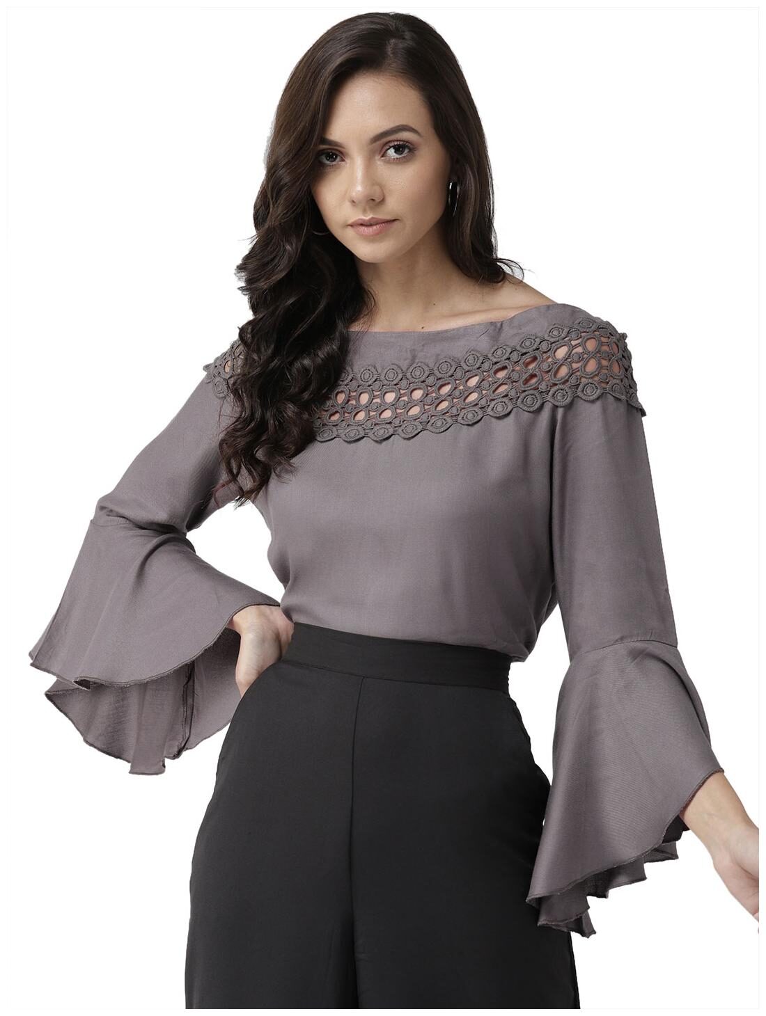 

Style Quotient Women Solid A-line top - Grey