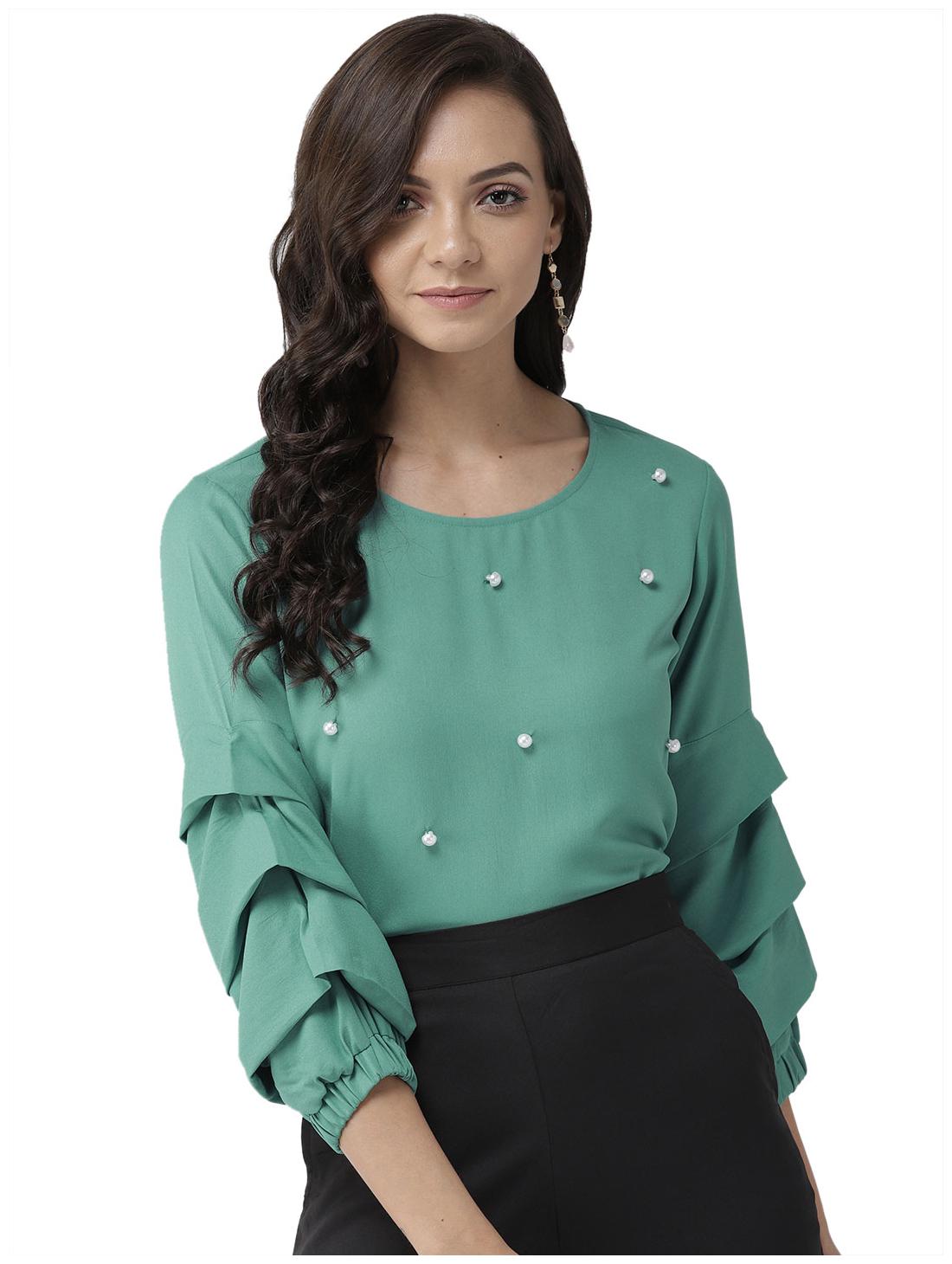 

Style Quotient Women Solid A-line top - Green