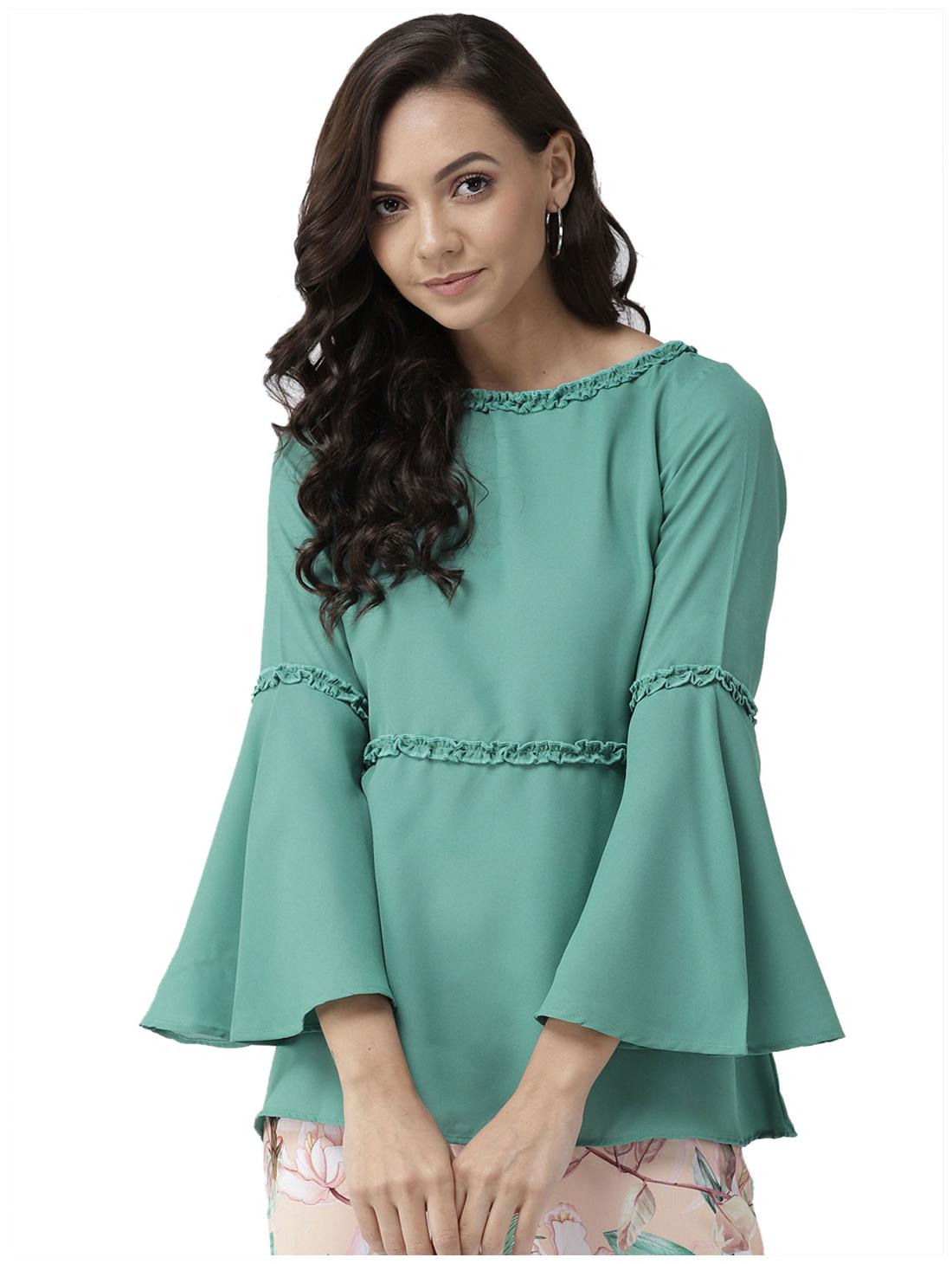 

Style Quotient Women Solid A-line top - Green