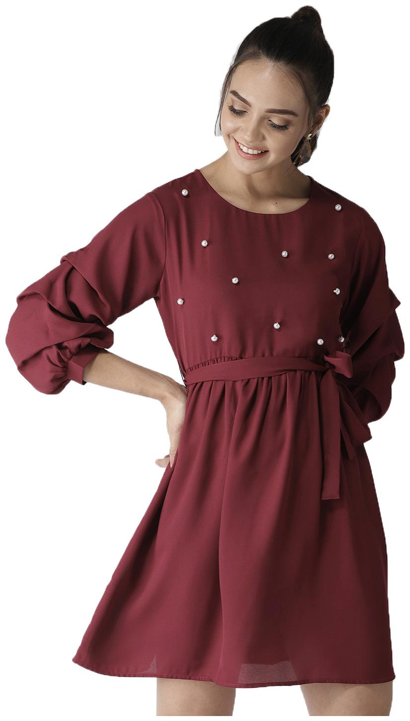 

Style Quotient Red Solid Fit flare dress