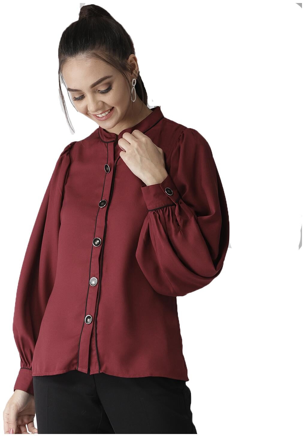 

Style Quotient Women Red Solid Regular Fit Shirt