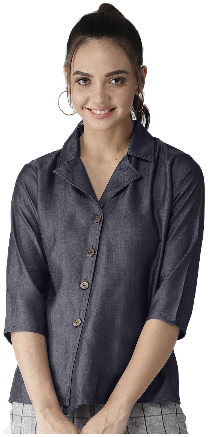 

Style Quotient Women Blue Solid Regular Fit Shirt