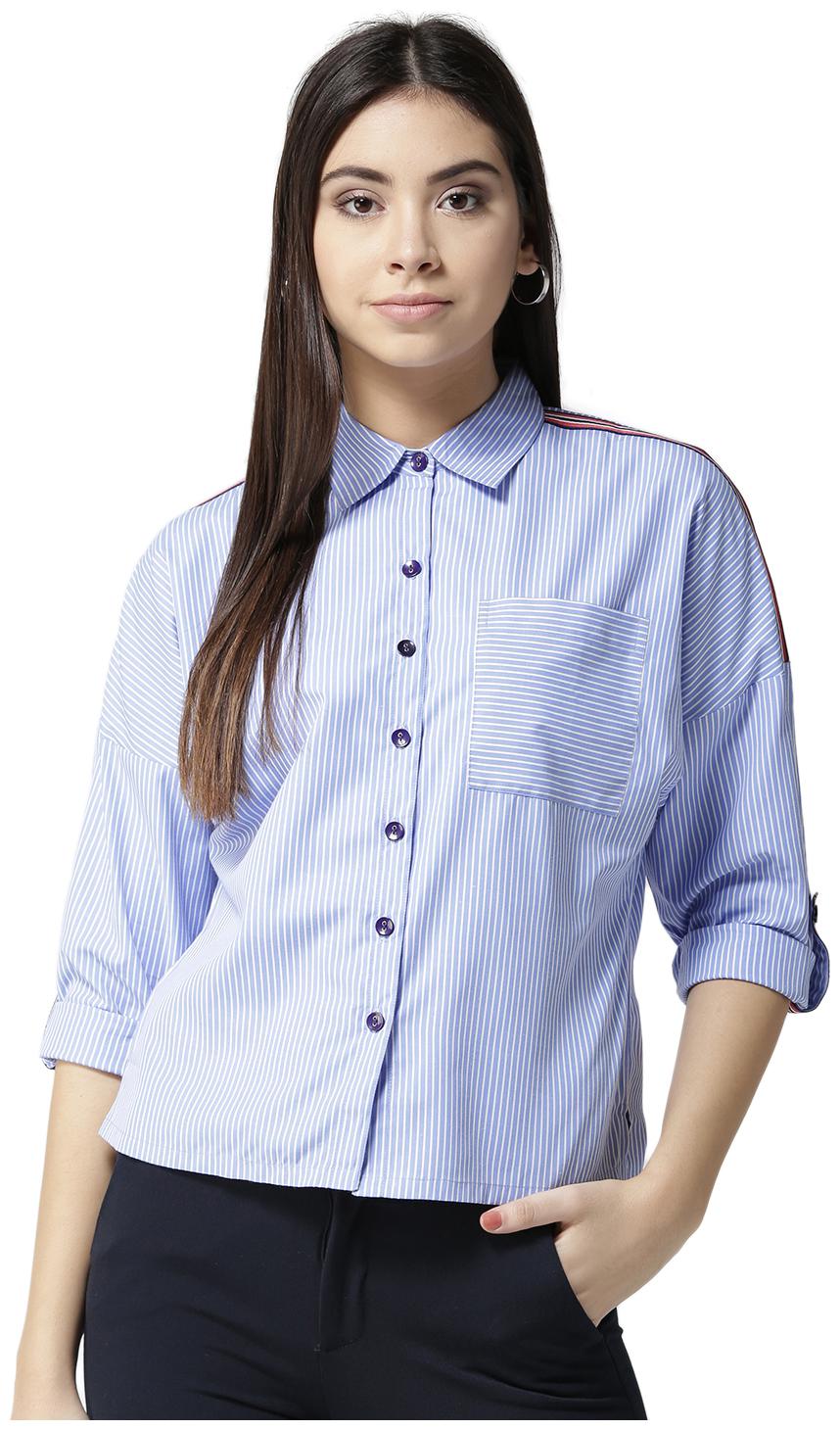 

Style Quotient Women Blue Striped Regular Fit Shirt