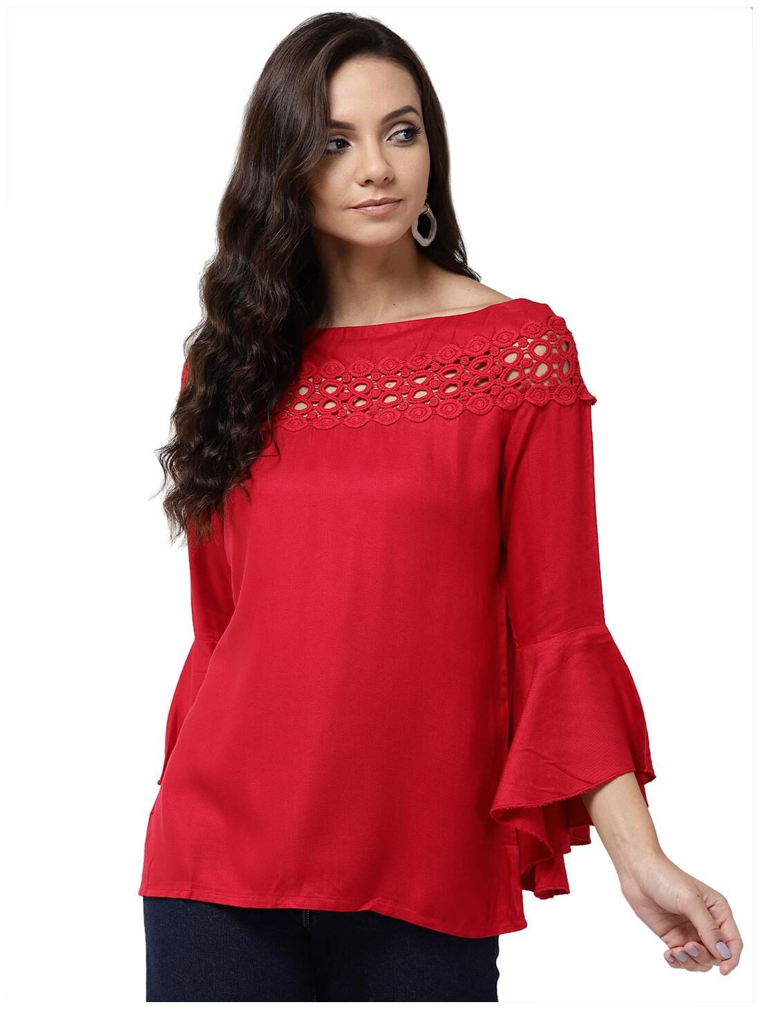 

Style Quotient Women Solid A-line top - Red