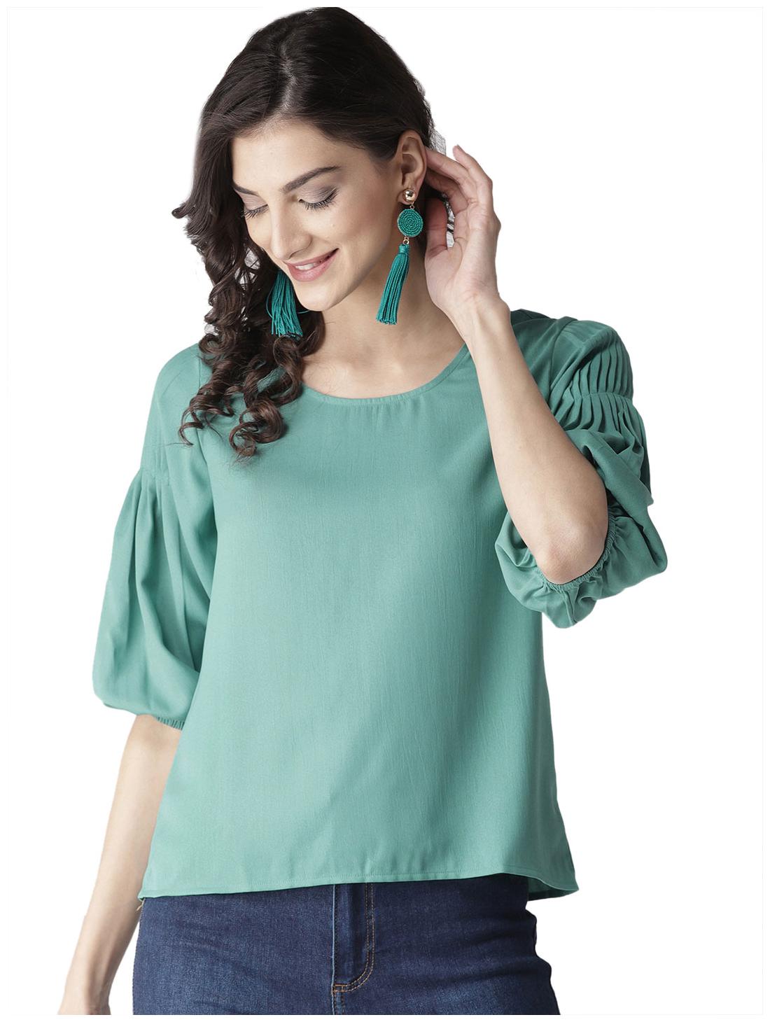 

Style Quotient Women Solid A-line top - Green
