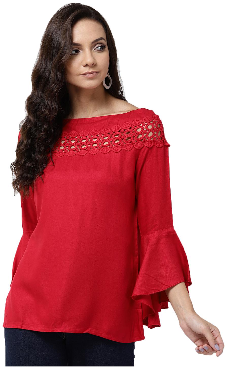 

Style Quotient Women Solid Regular top - Red