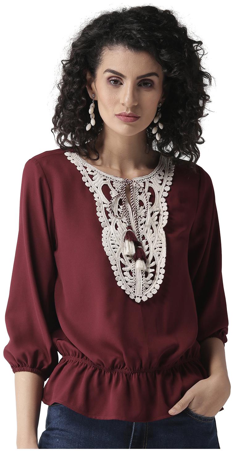 

Style Quotient Women Solid A-line top - Maroon
