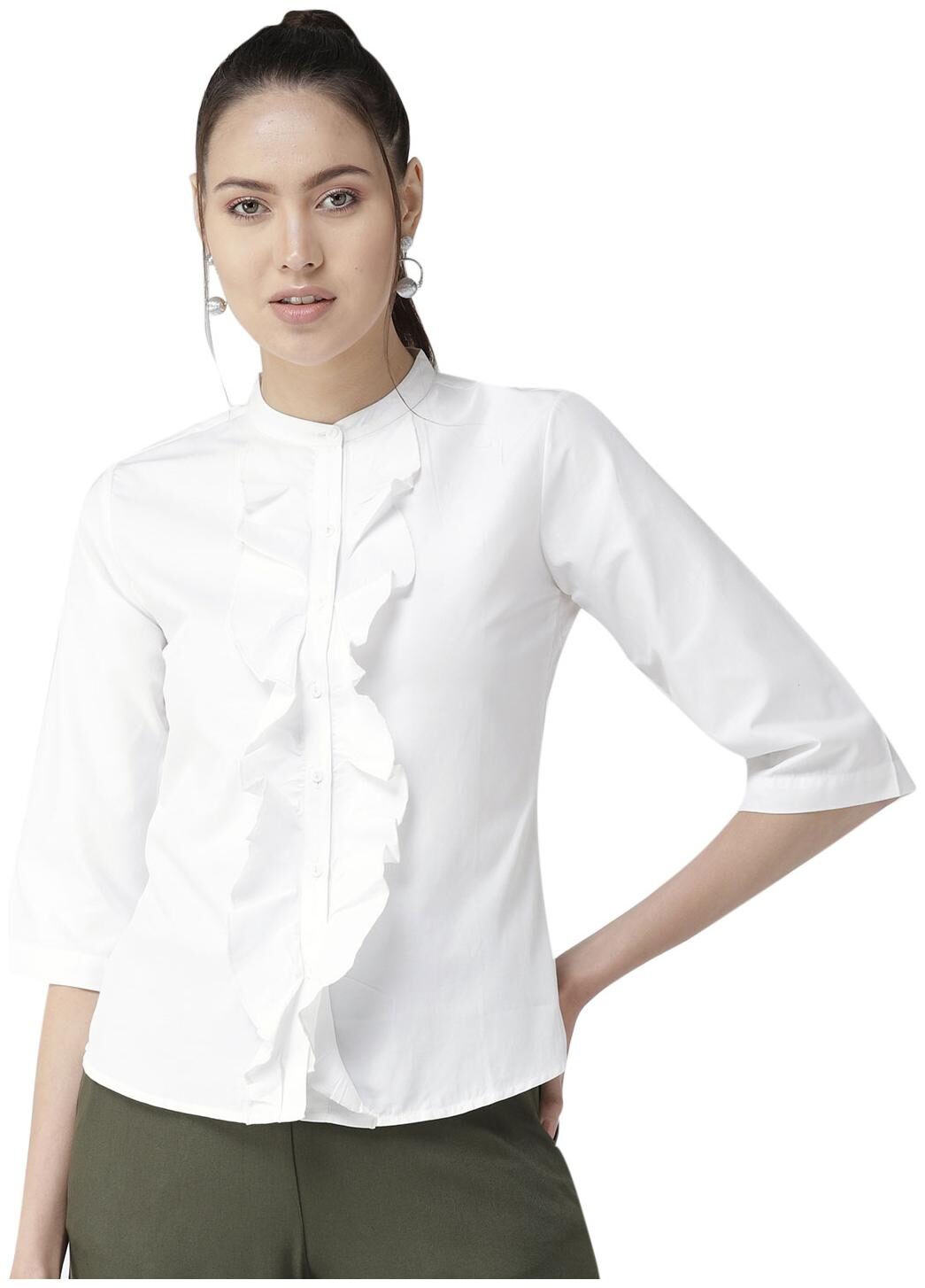 

Style Quotient Women White Solid Regular Fit Shirt