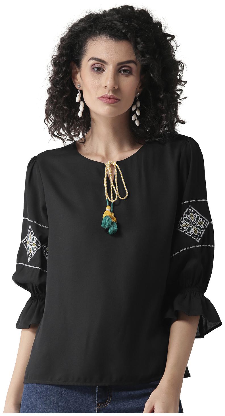 

Style Quotient Women Solid A-line top - Black