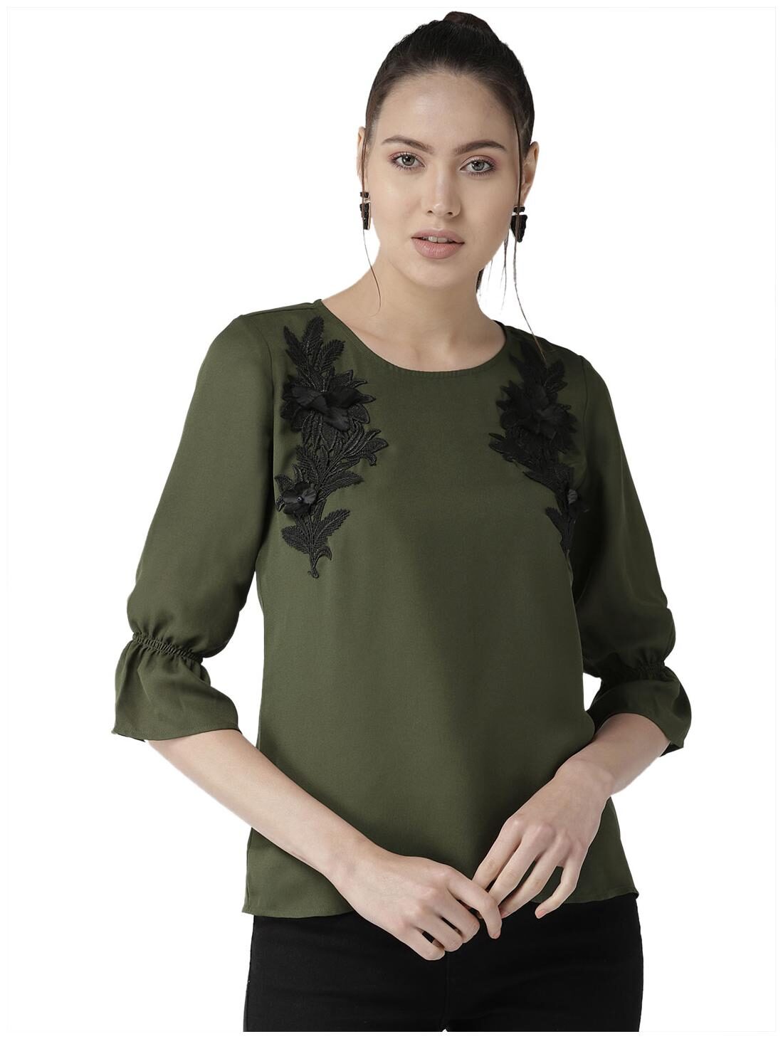 

Style Quotient Women Solid A-line top - Green