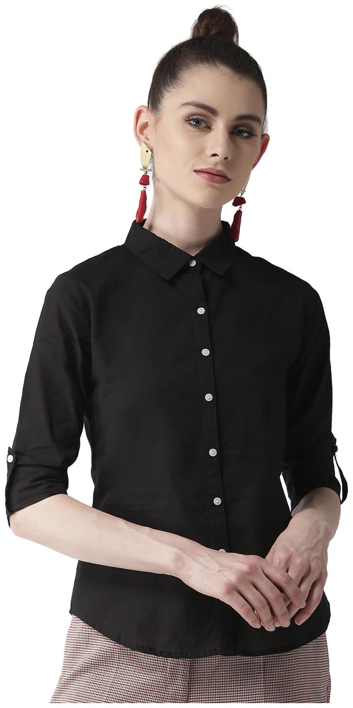 

Style Quotient Women Black Solid Regular Fit Shirt