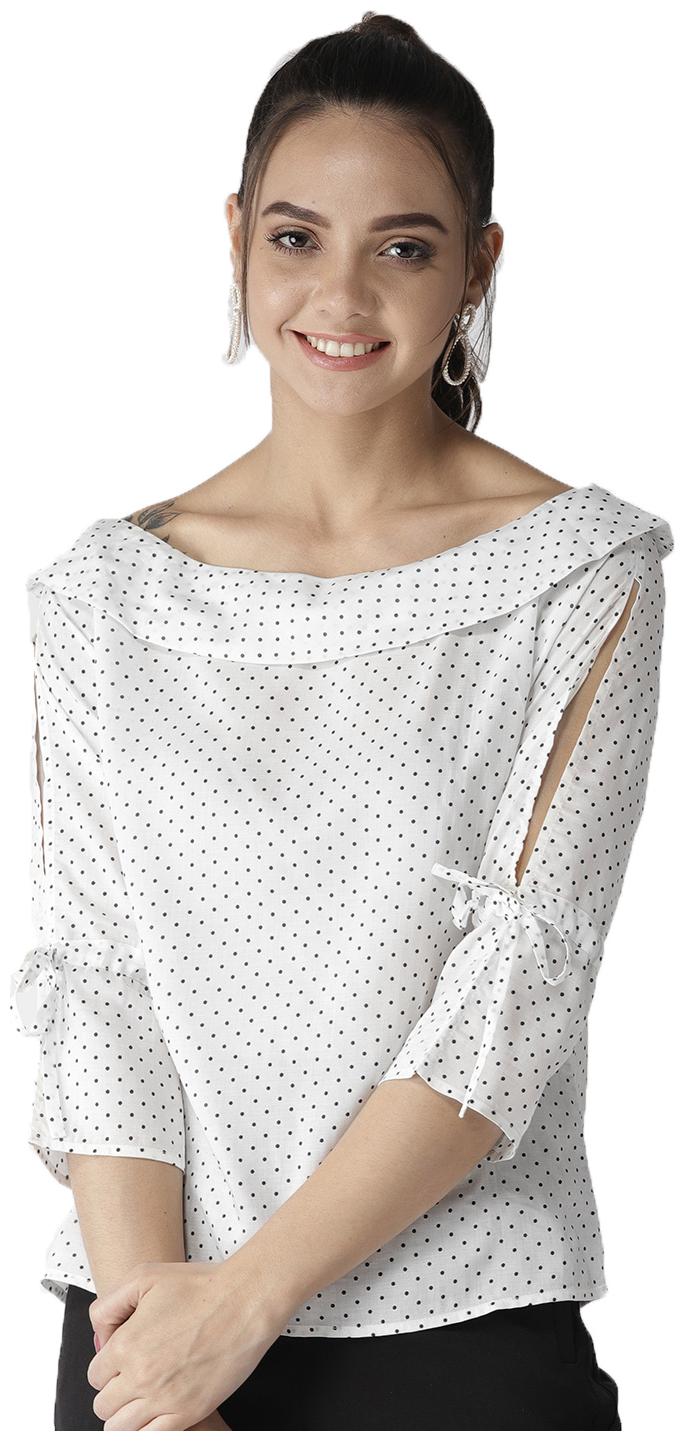 

Style Quotient Women Polka dots A-line top - White