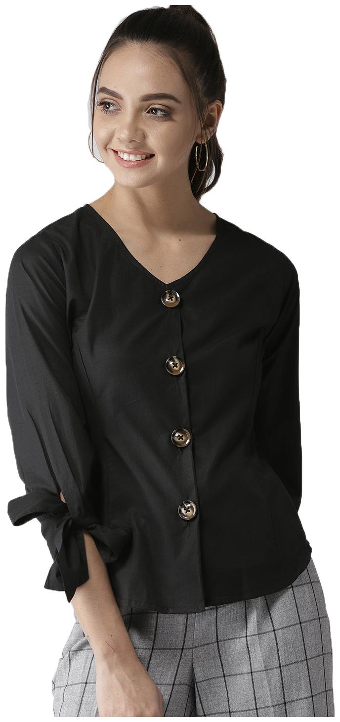 

Style Quotient Women Black Solid Regular Fit Shirt