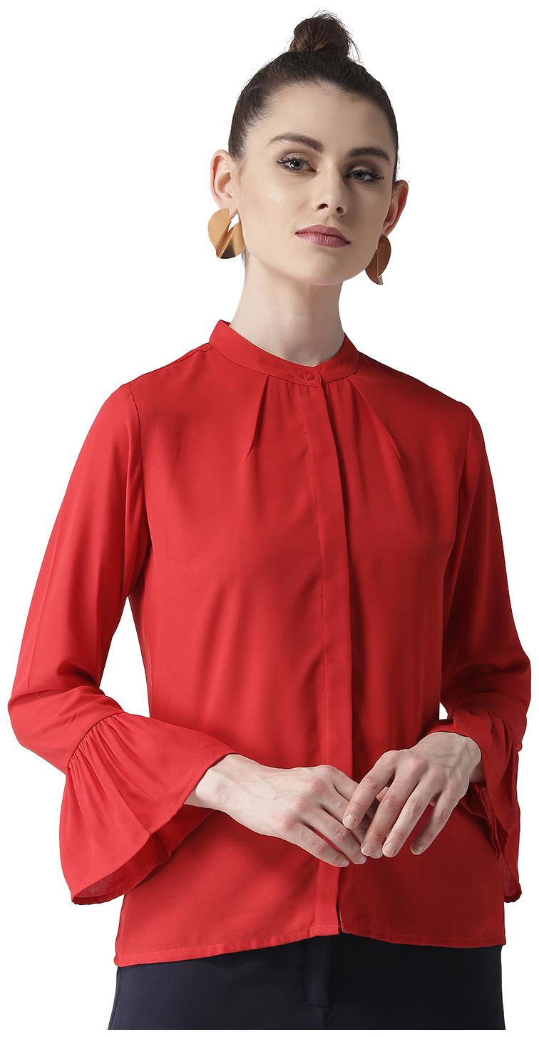 

Style Quotient Women Red Solid Regular Fit Shirt