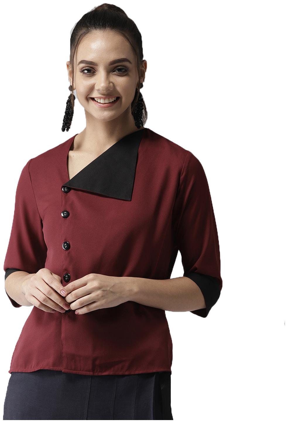 

Style Quotient Women Red Solid Regular Fit Shirt