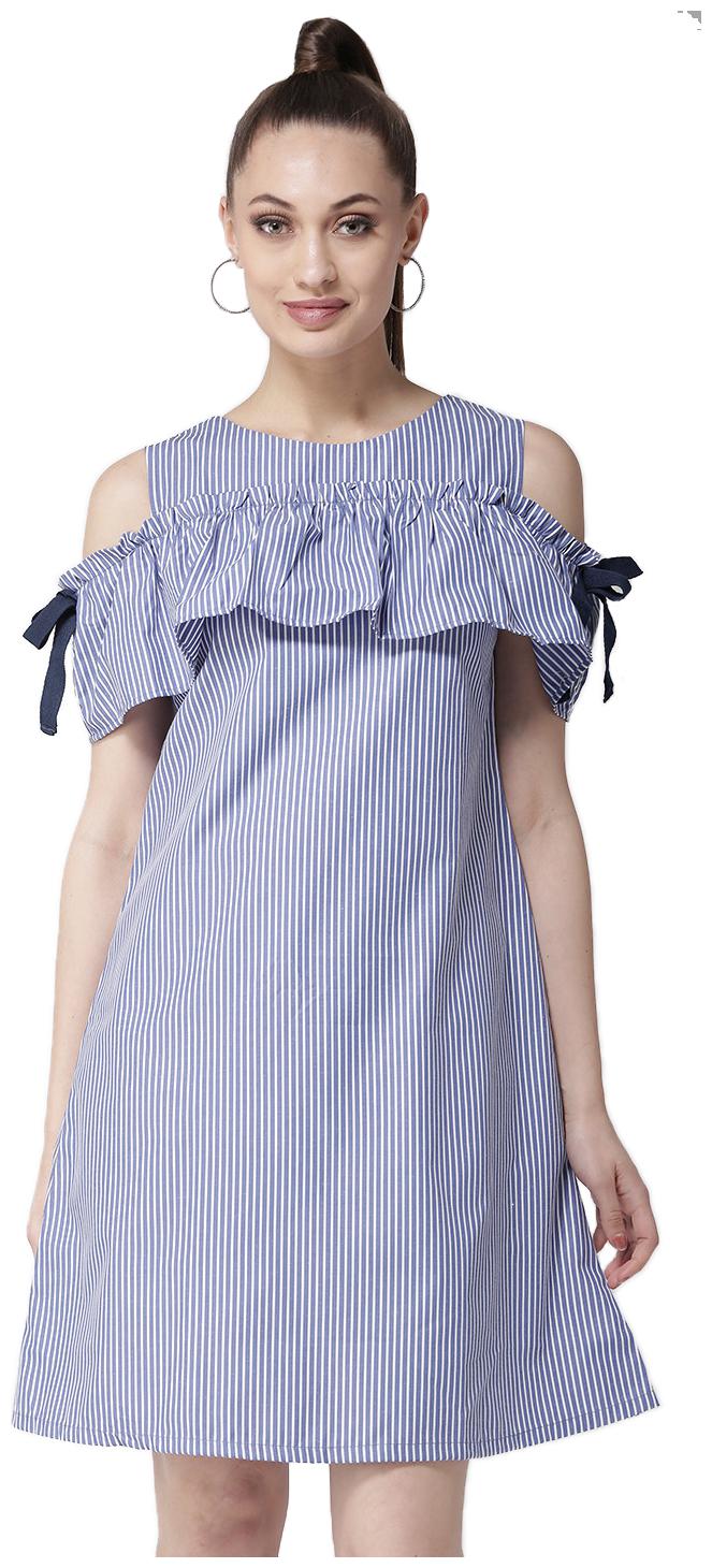 

Style Quotient White Striped A-line dress