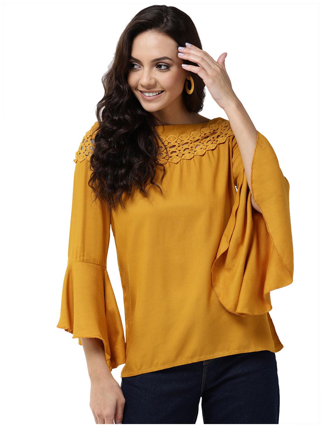 

Style Quotient Women Solid A-line top - Yellow