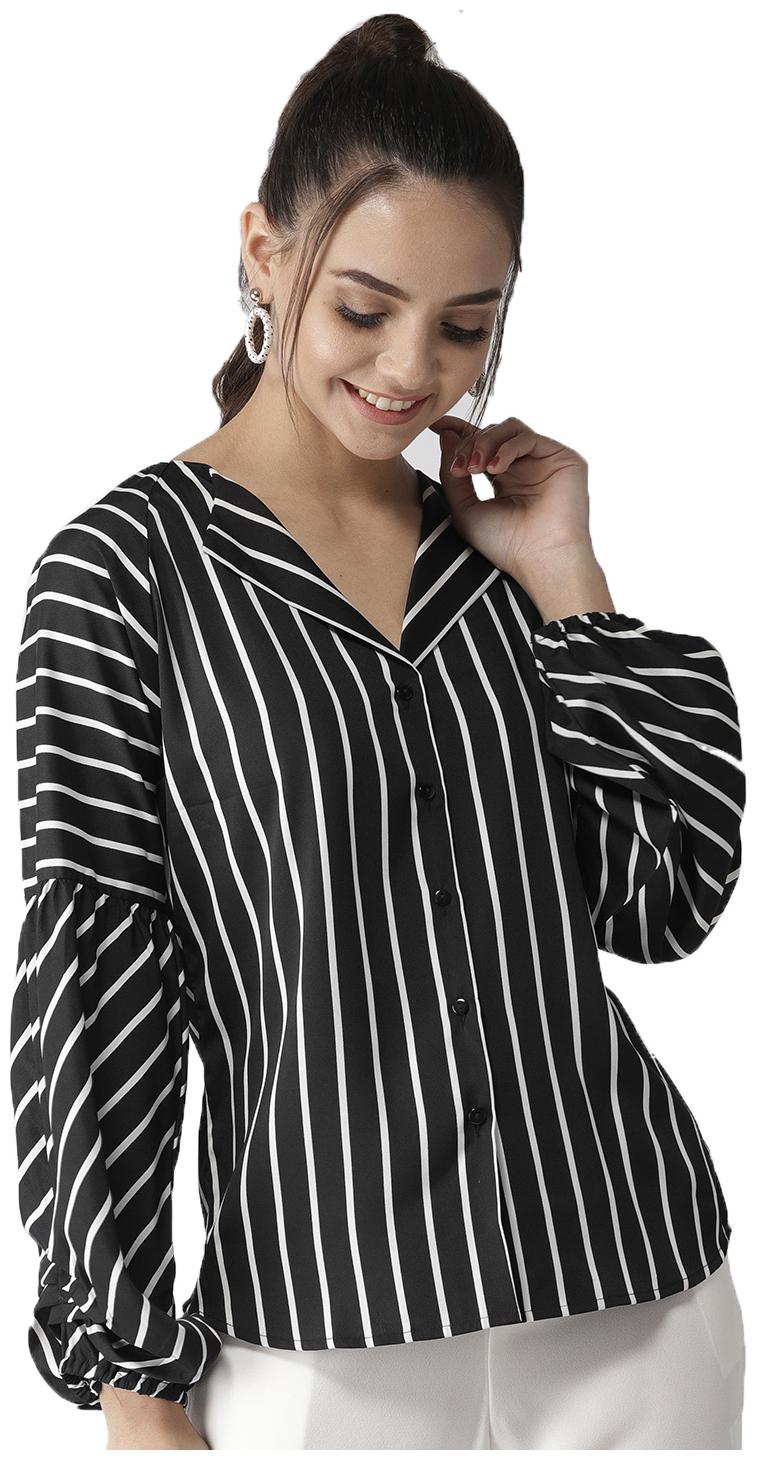 

Style Quotient Women Black Striped Regular Fit Shirt