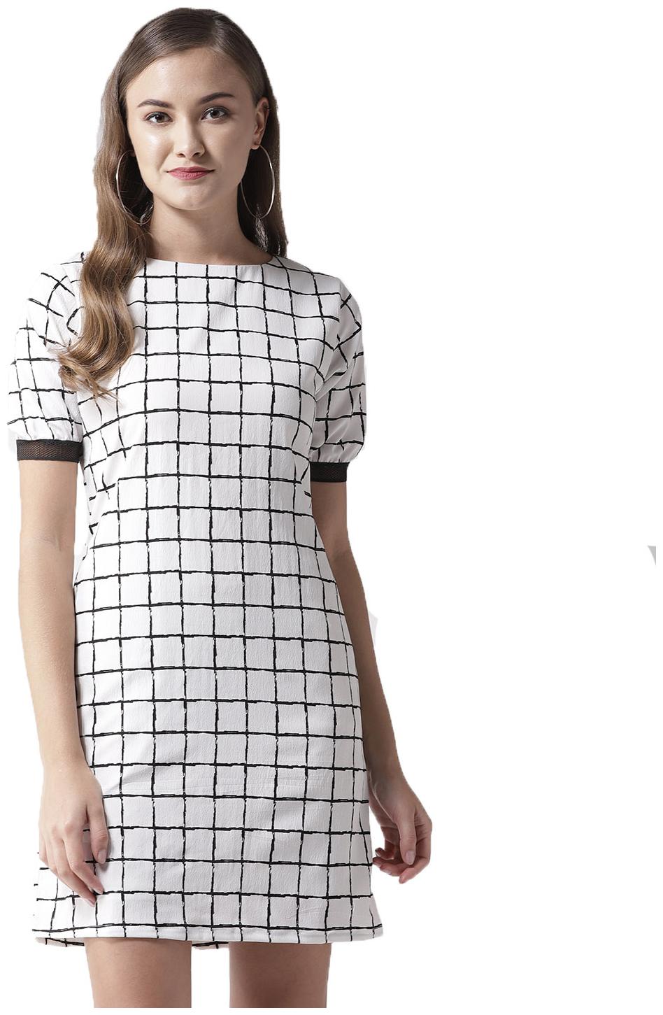 

Style Quotient White Checked A-line dress