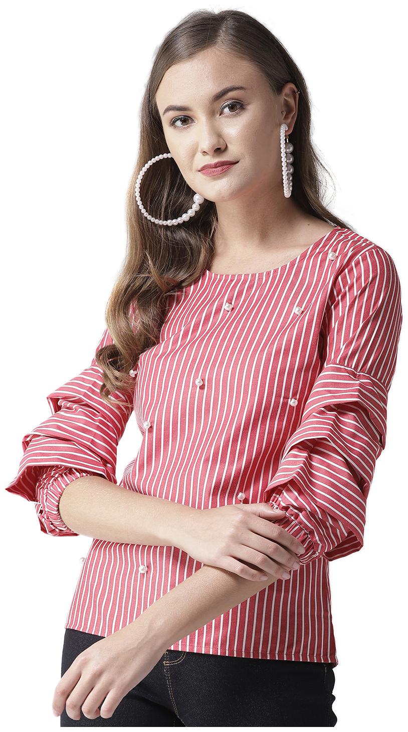 

Style Quotient Women Striped Regular top - Red