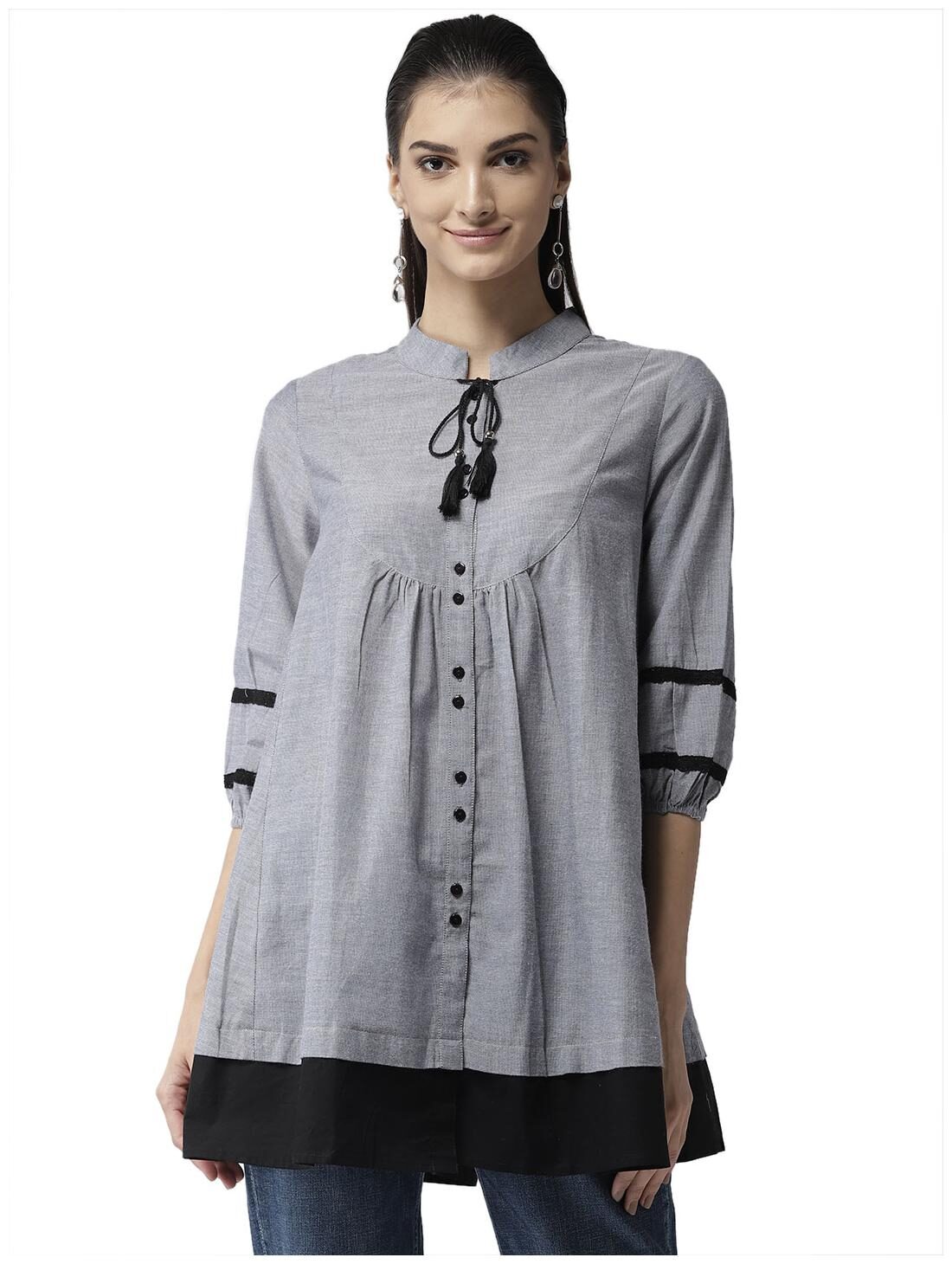 

Style Quotient Women Solid A-line top - Grey