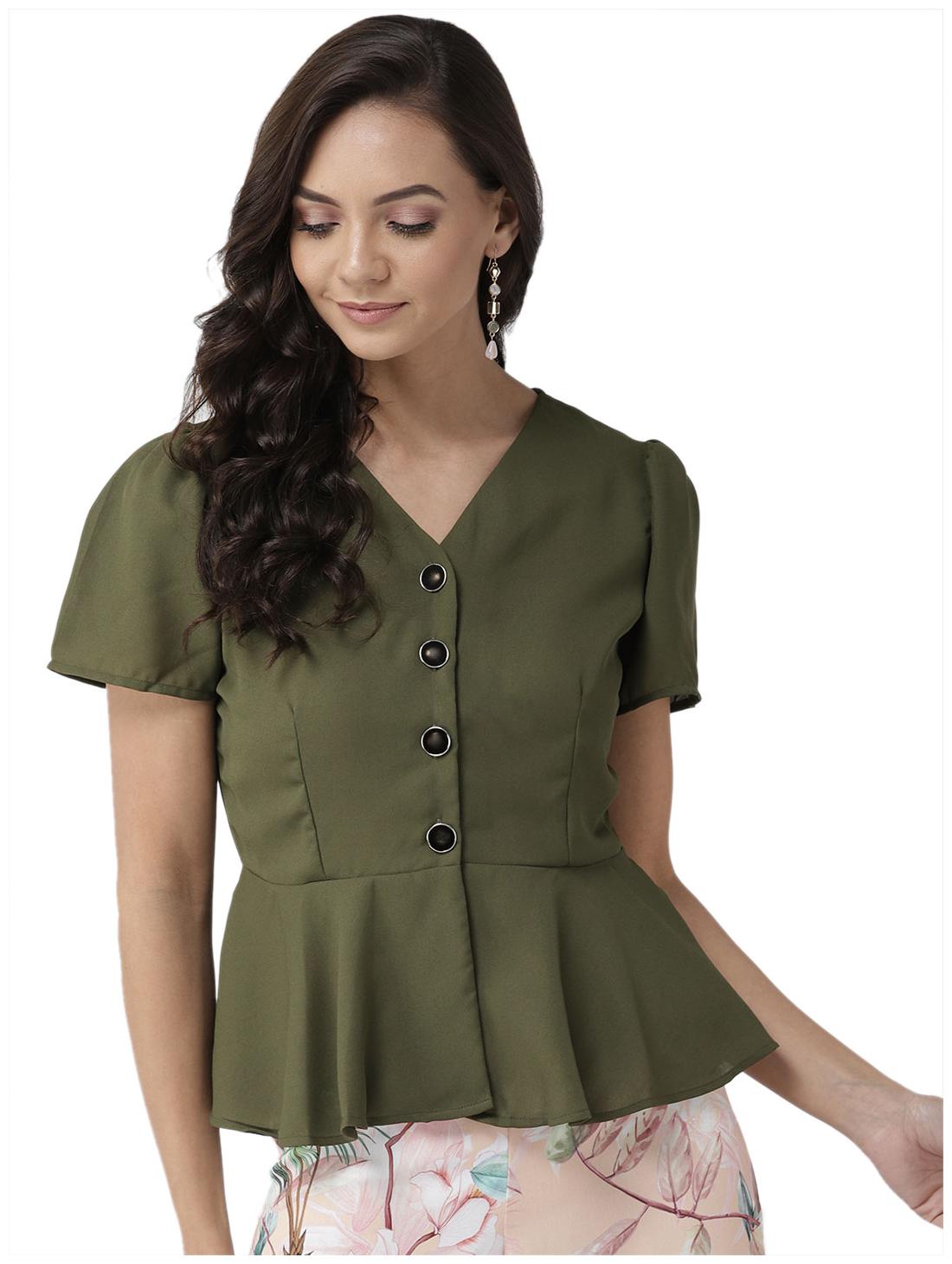 

Style Quotient Women Solid A-line top - Green