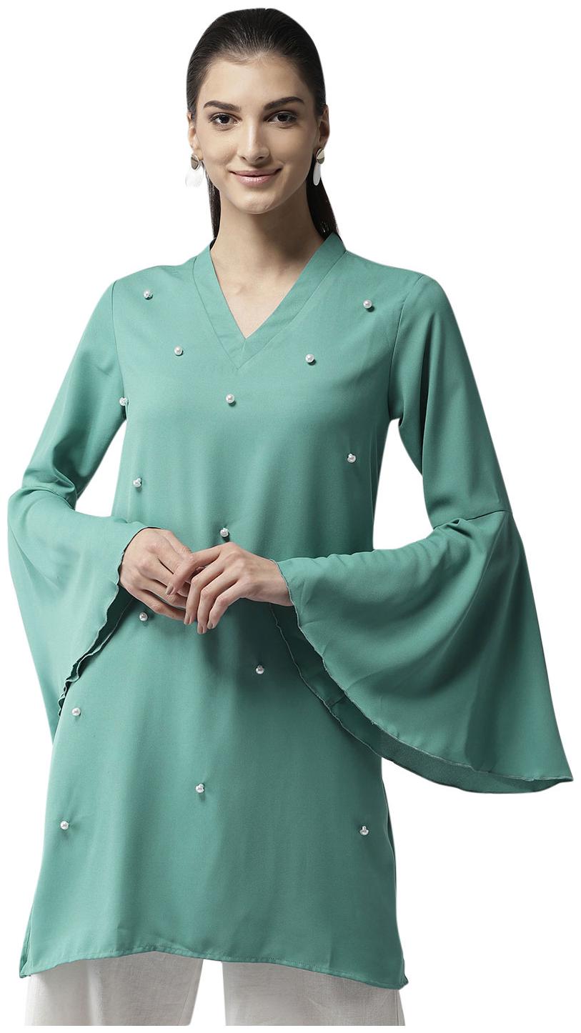 

Style Quotient Women Solid A-line top - Green