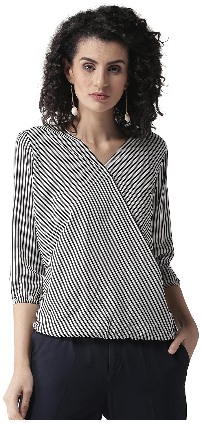 

Style Quotient Women Striped A-line top - Black