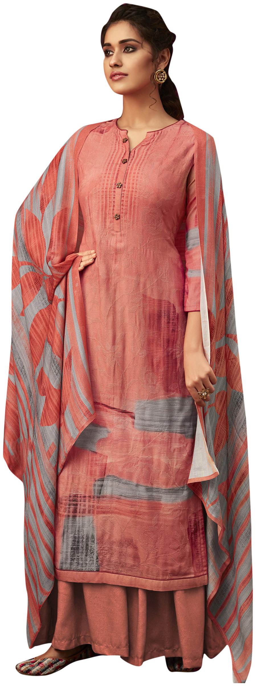 

Stylee Lifestyle Red Unstitched Kurta with bottom dupatta With dupatta Dress Material