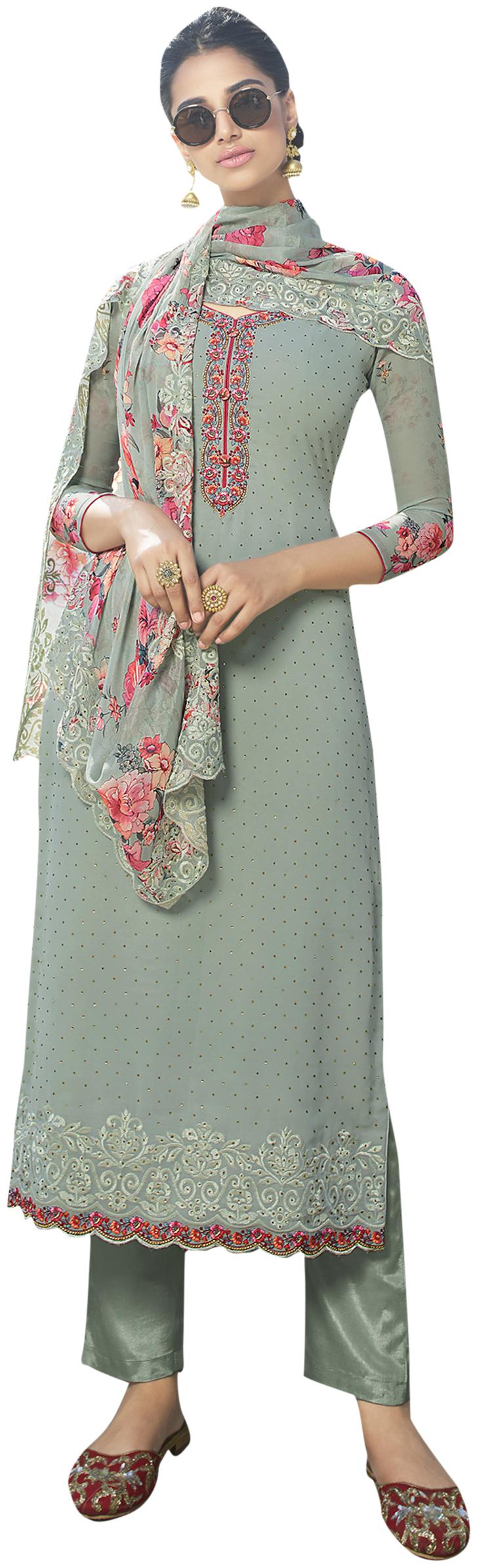 

Stylee Lifestyle Green Unstitched Kurta with bottom dupatta With dupatta Dress Material