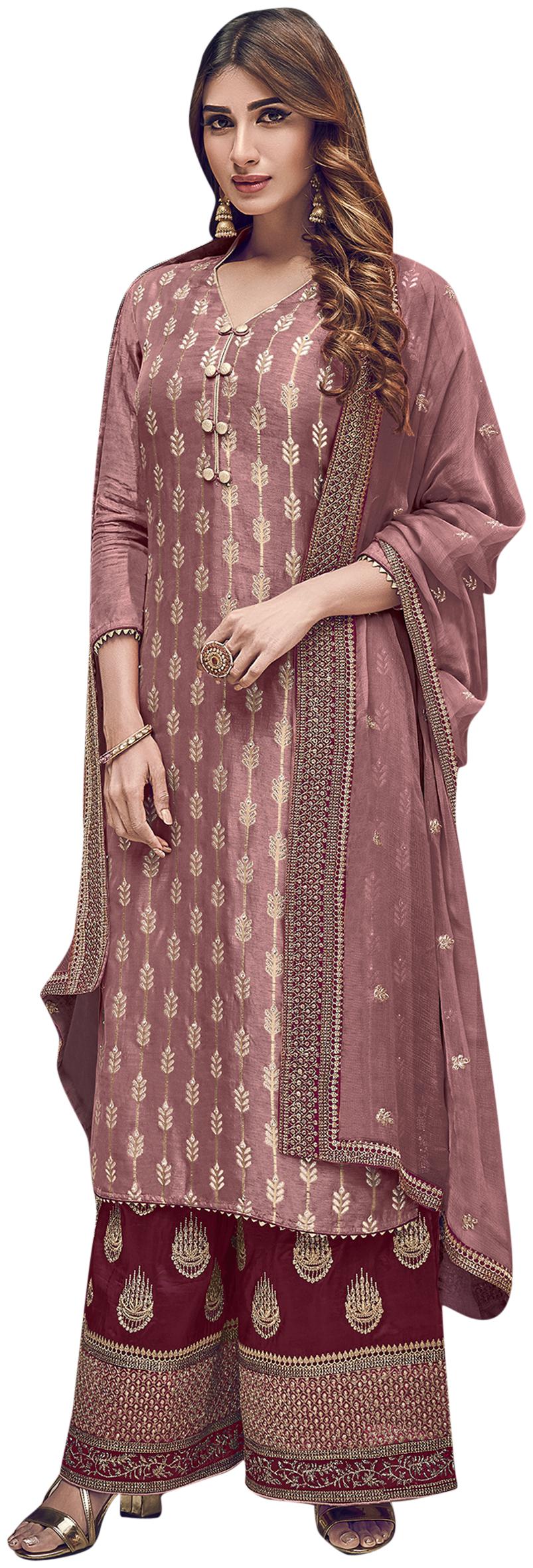 

Stylee Lifestyle Pink Unstitched Kurta with bottom dupatta With dupatta Dress Material