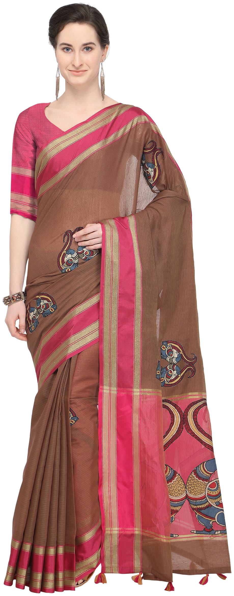 

Stylee Lifestyle Brown Art Silk Printed Saree