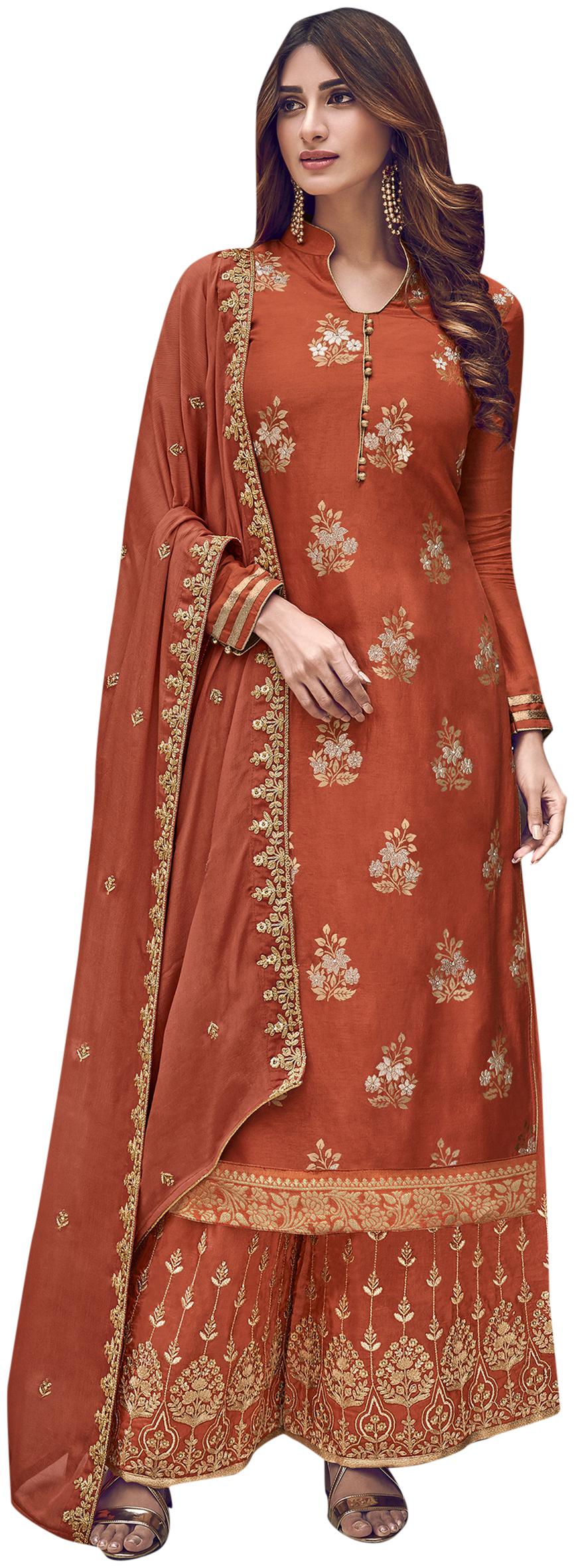 

Stylee Lifestyle Red Unstitched Kurta with bottom dupatta With dupatta Dress Material