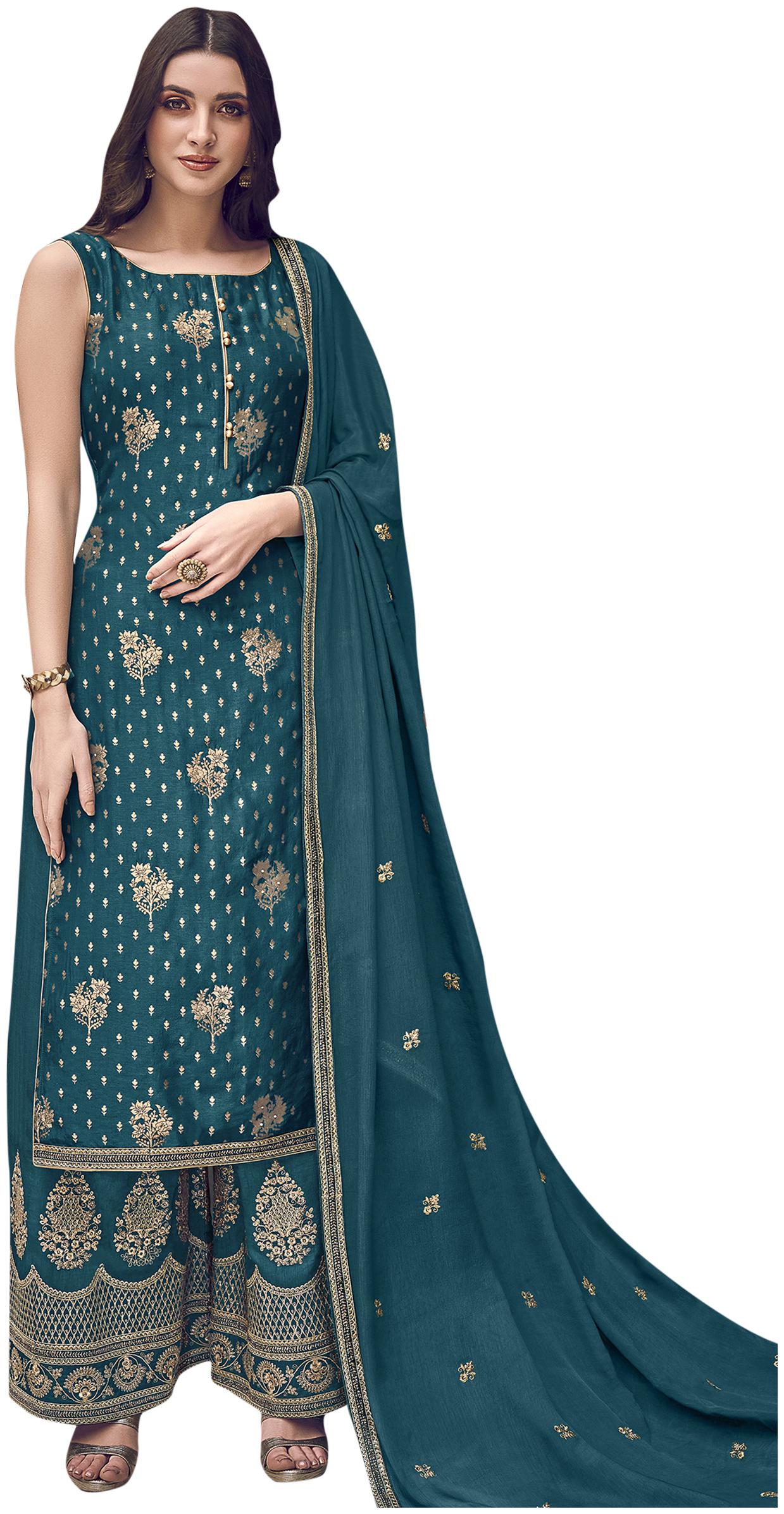 

Stylee Lifestyle Green Unstitched Kurta with bottom dupatta With dupatta Dress Material