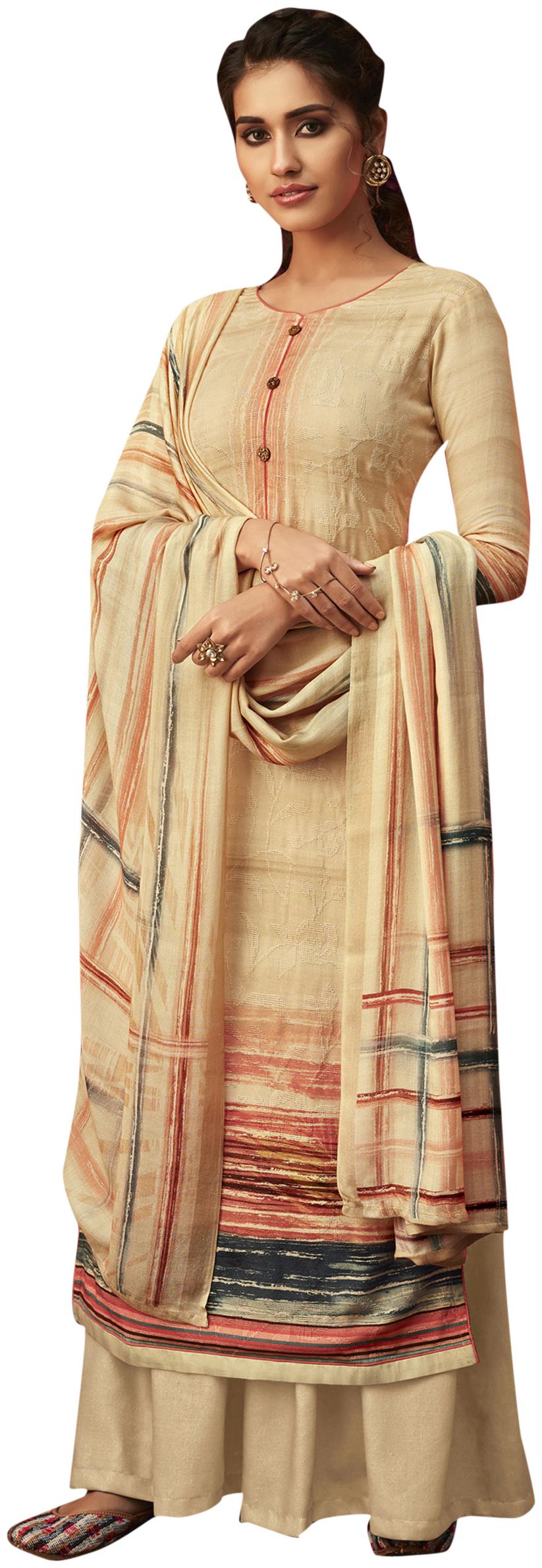 

Stylee Lifestyle Beige Unstitched Kurta with bottom dupatta With dupatta Dress Material