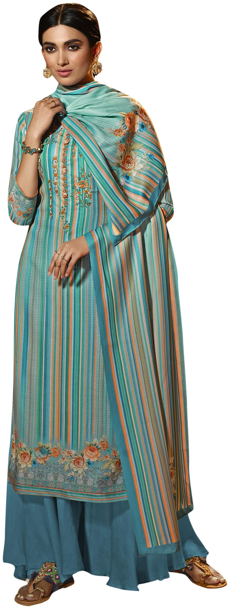 

Stylee Lifestyle Blue Unstitched Kurta with bottom dupatta With dupatta Dress Material