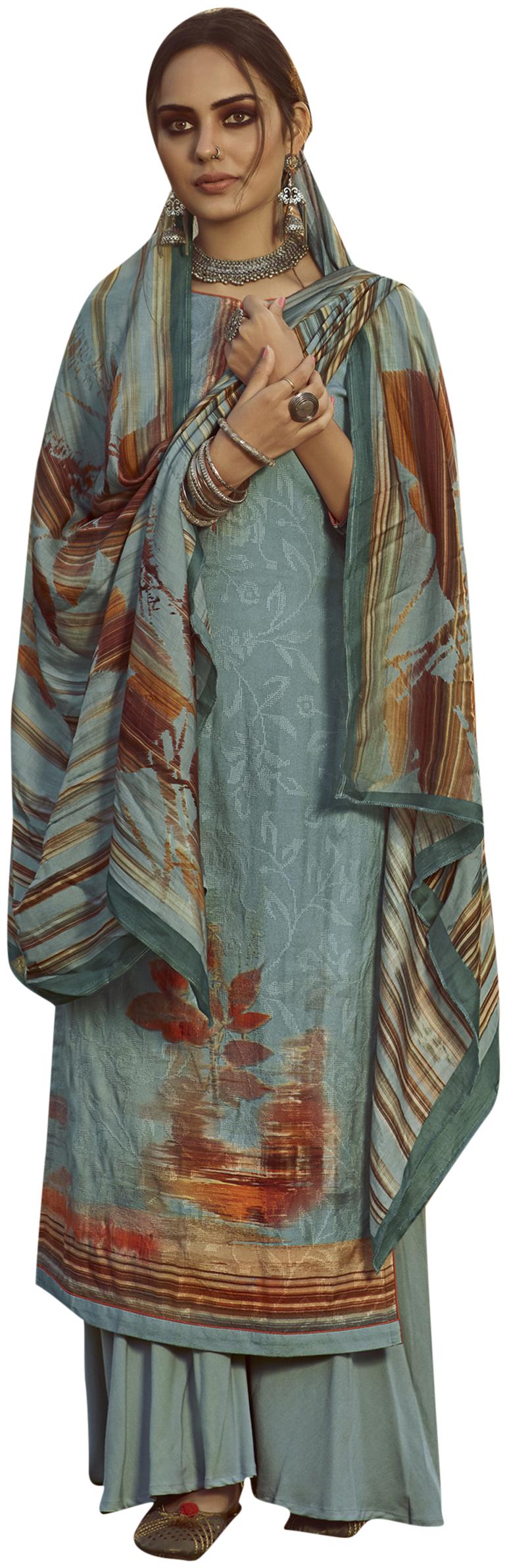 

Stylee Lifestyle Blue Unstitched Kurta with bottom dupatta With dupatta Dress Material