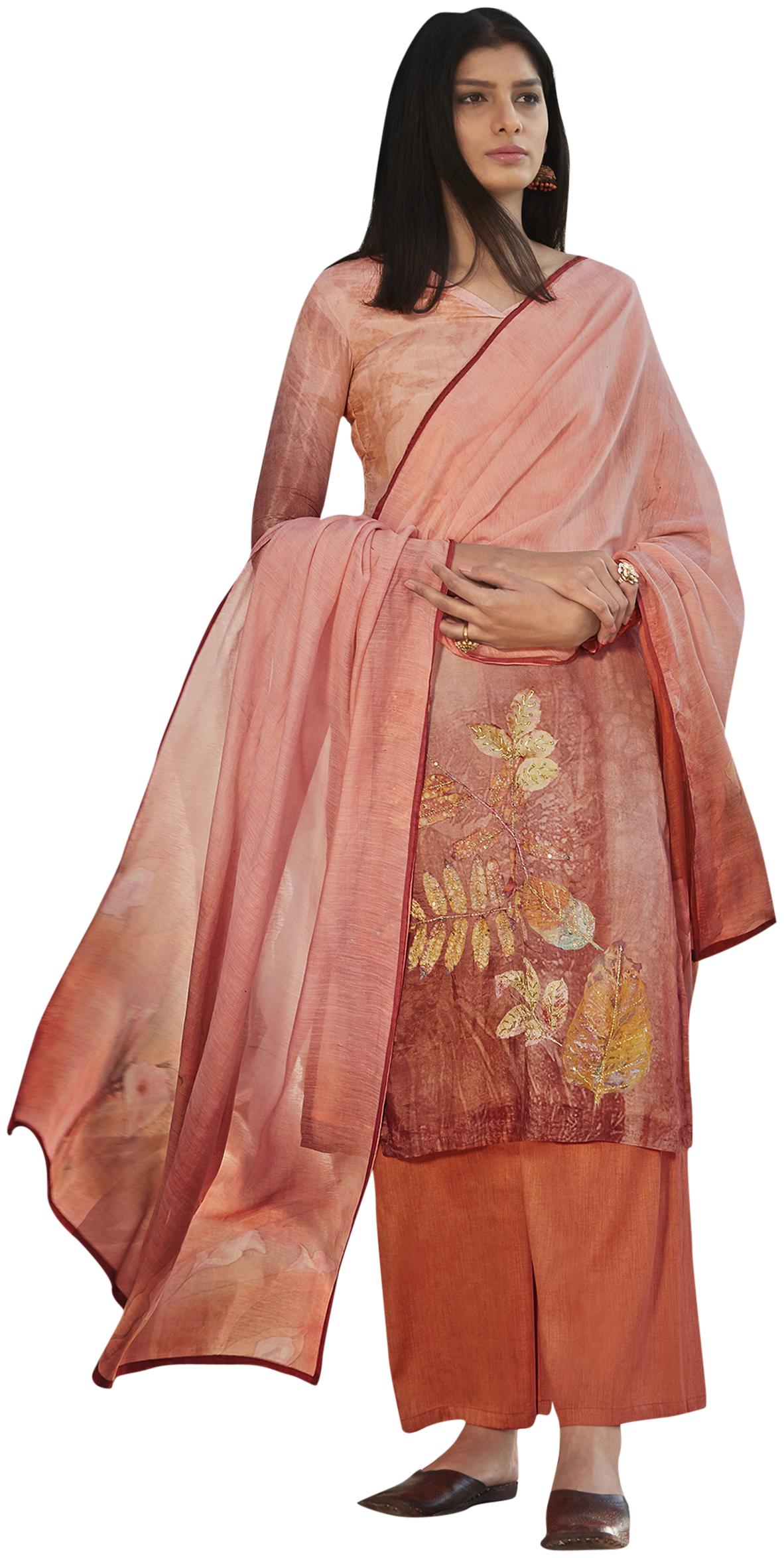 

Stylee Lifestyle Red Unstitched Kurta with bottom dupatta With dupatta Dress Material